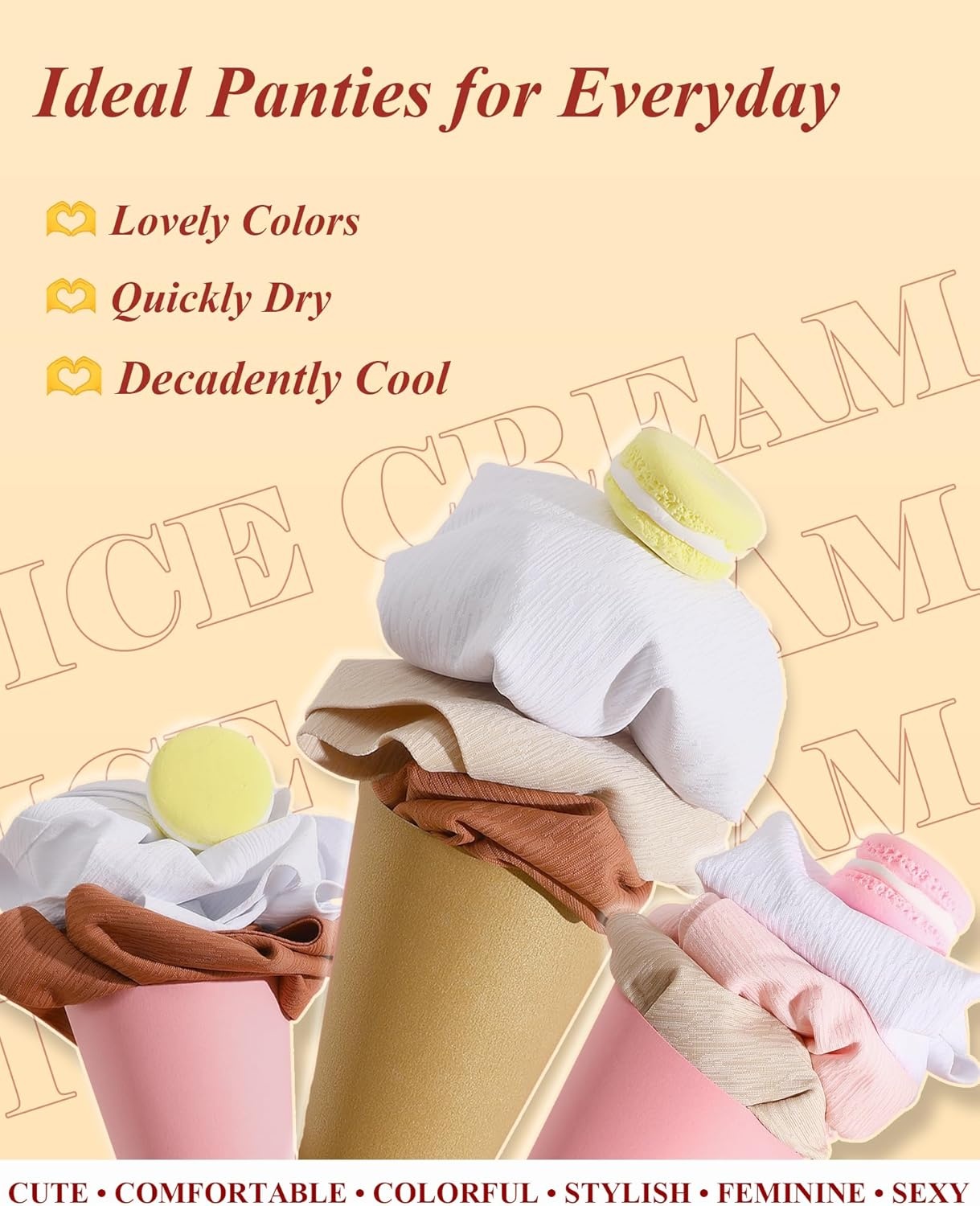 image:imageSeamless Underwear for Women No Show Cheeky Low Rise Bikini Jacquard Soft Ladies Panties Breathable Stretch Hipster 6 PackAmber Brownblackmauvewoodbuttercreamwhitepink