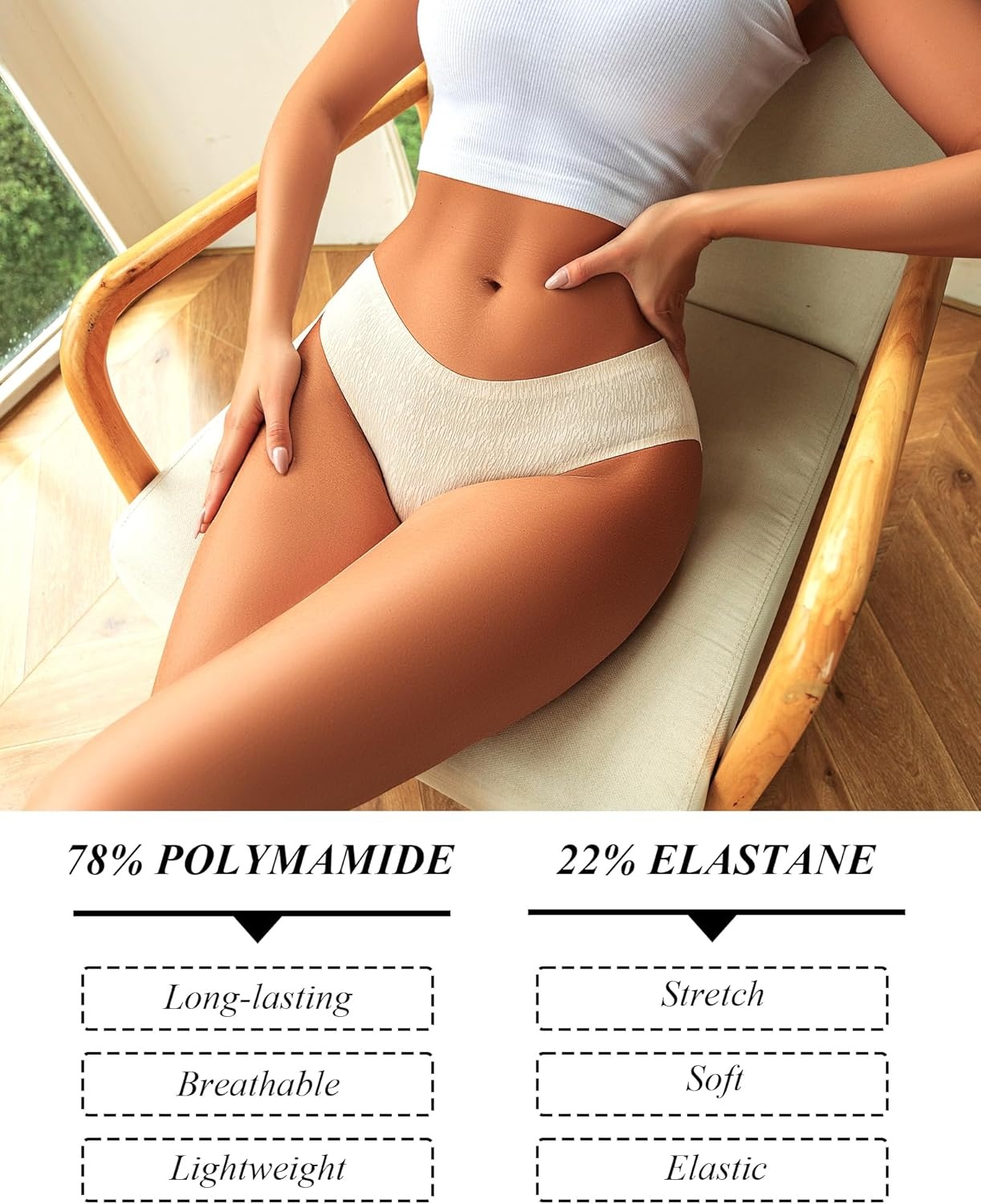 image:imageSeamless Underwear for Women No Show Cheeky Low Rise Bikini Jacquard Soft Ladies Panties Breathable Stretch Hipster 6 PackAmber Brownblackmauvewoodbuttercreamwhitepink