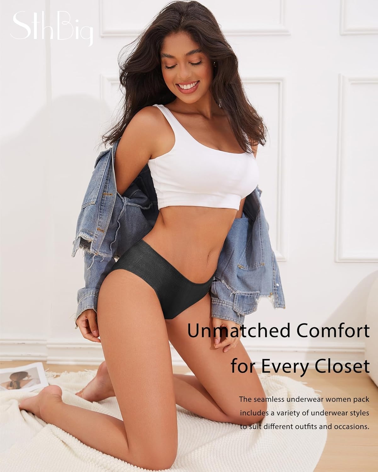 image:imageSeamless Underwear for Women No Show Cheeky Low Rise Bikini Jacquard Soft Ladies Panties Breathable Stretch Hipster 6 PackBlack