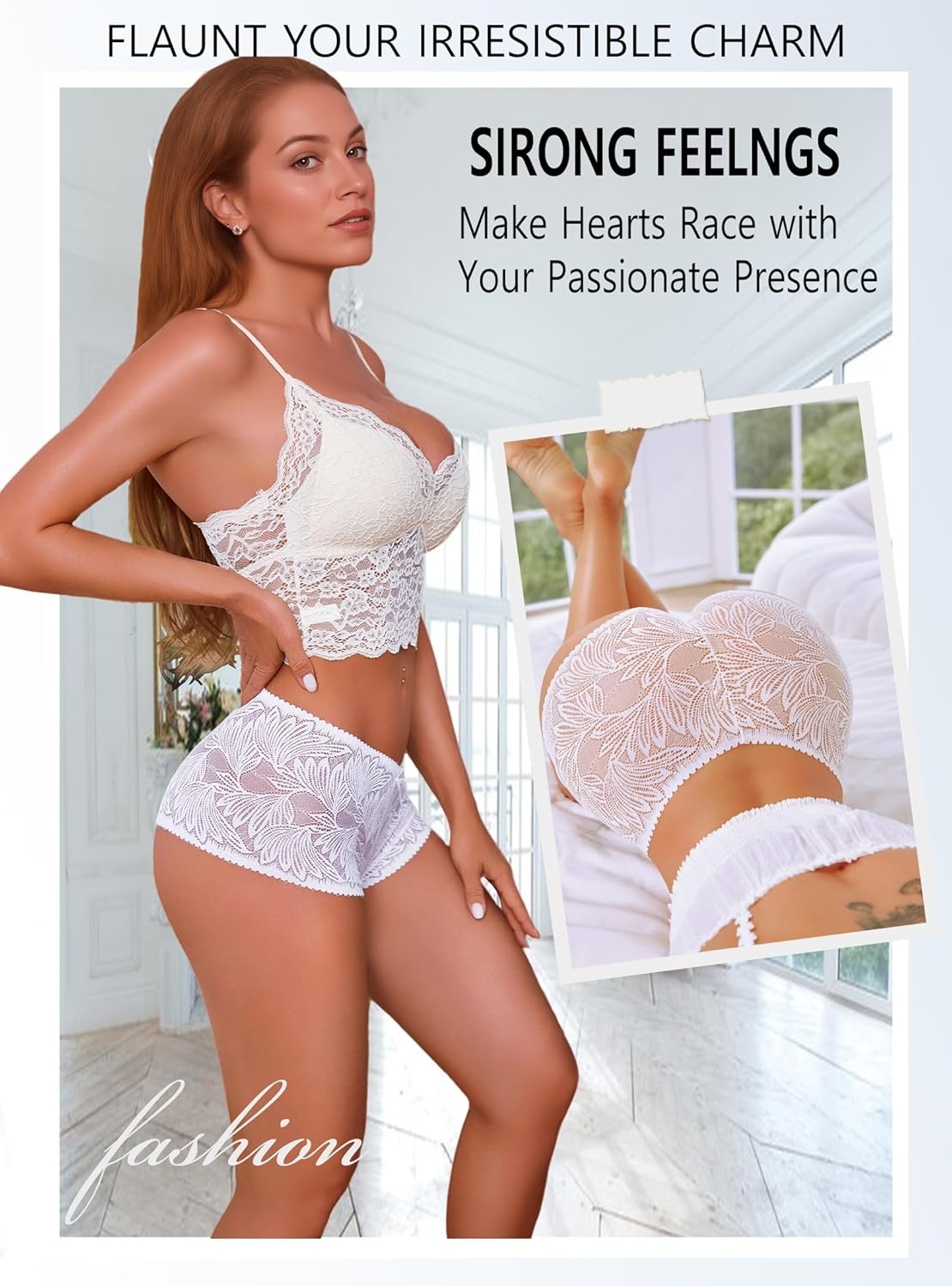 image:imageSexy Underwear for Women Petalsoft Lace Vwaisted Boy Shorts Cute Cheeky Ladies Panties Fashion Lightweight Lingerie 6 packA 6 Pack 6color