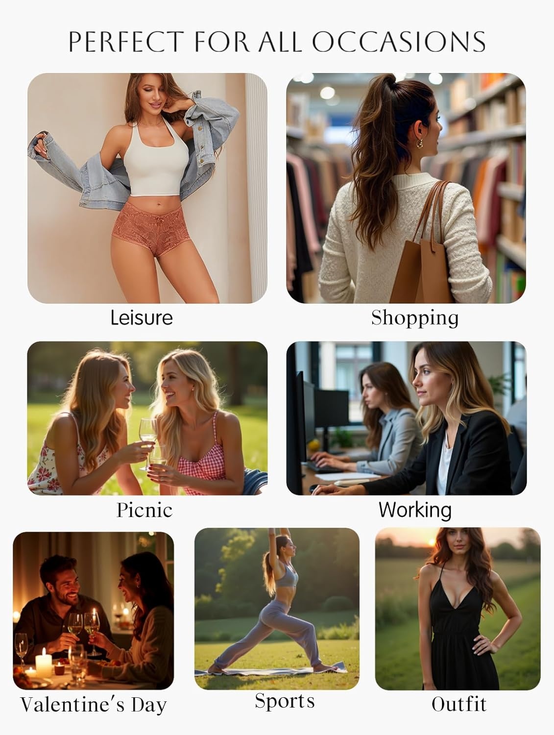 image:imageSexy Underwear for Women Petalsoft Lace Vwaisted Boy Shorts Cute Cheeky Ladies Panties Fashion Lightweight Lingerie 6 packA 6 Pack 6color