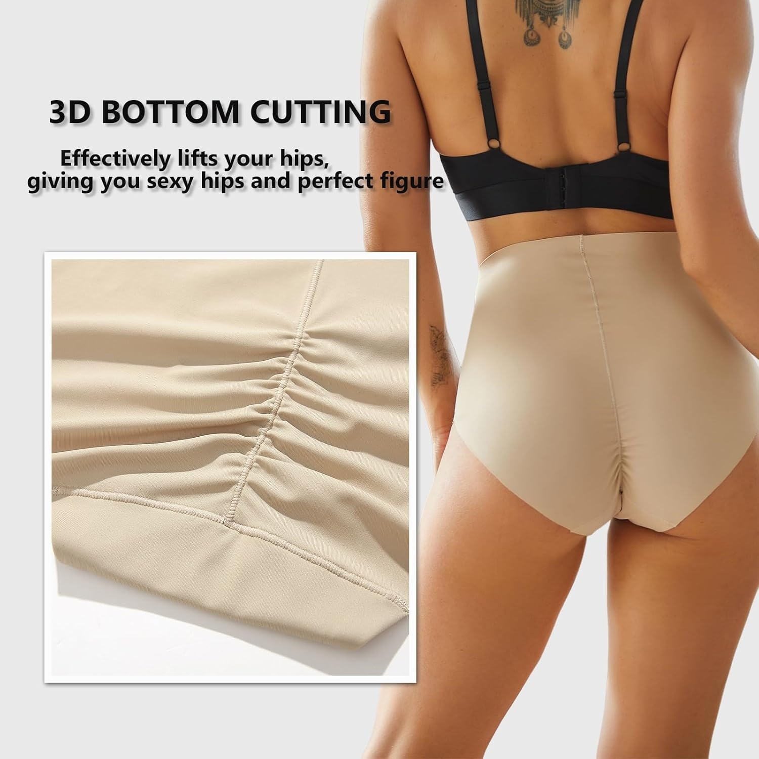 image:imageSth Big 4 Pack Womens High Waisted Underwear Seamless Full Coverage Brief Ladies No Show Panties