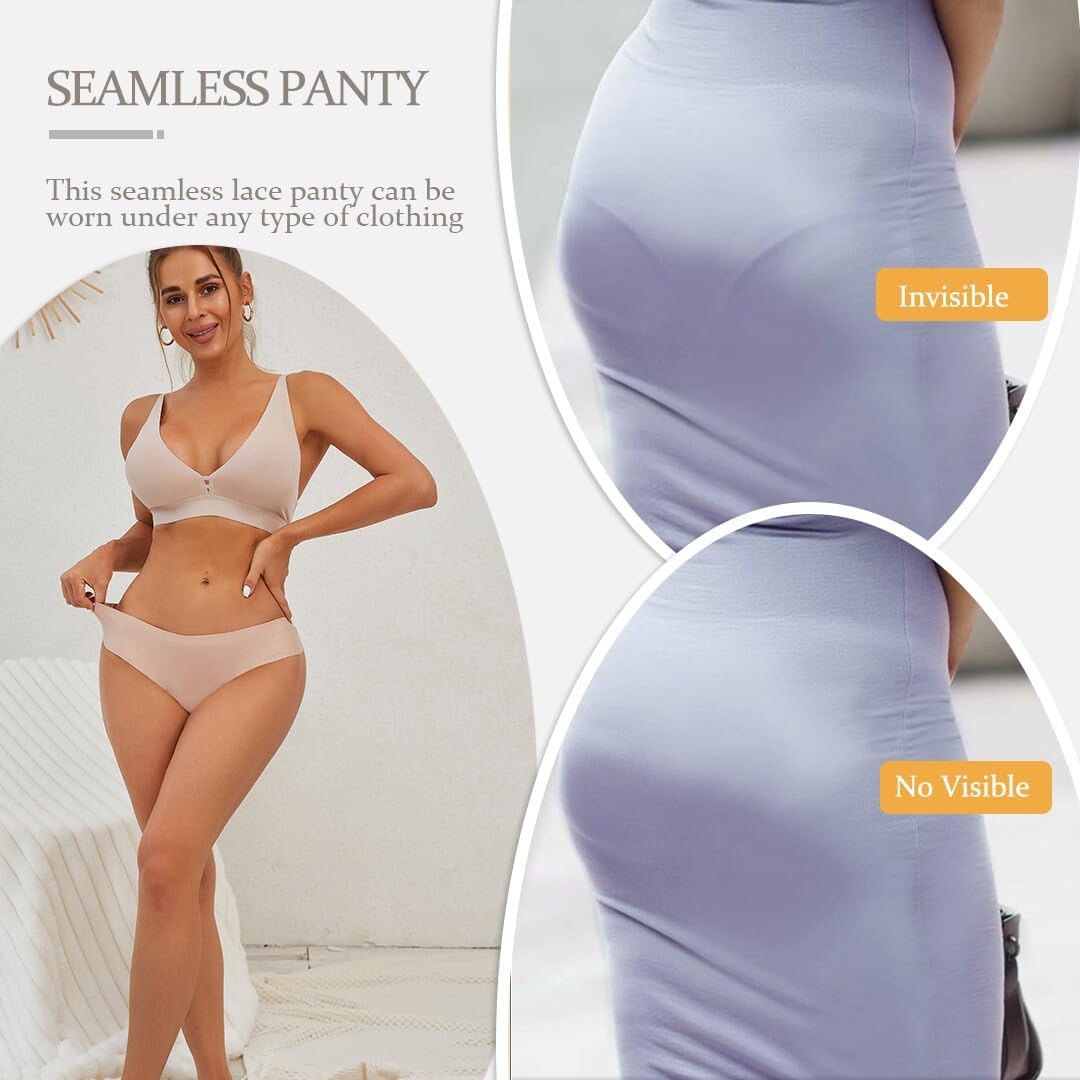 image:imageSth Big Cheeky Underwear for Women Lace No Show Bikini Soft Breathe Seamless Panties Ladies Sexy Hipster Set 6 PackBlackredpinkdark Bluesilver Graykhaki