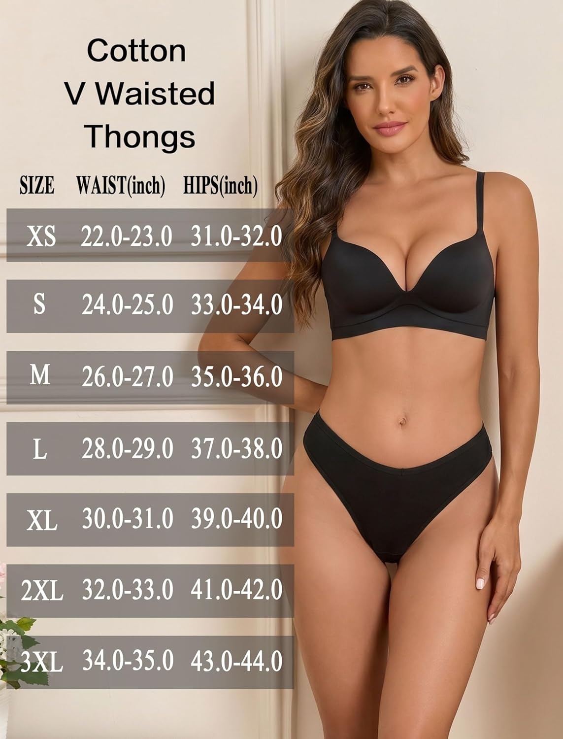 image:imageSth Big Cotton Underwear for Women Breathable Sexy Vwaisted Thongs Soft Stretchy Ladies Panties 9 PackColora
