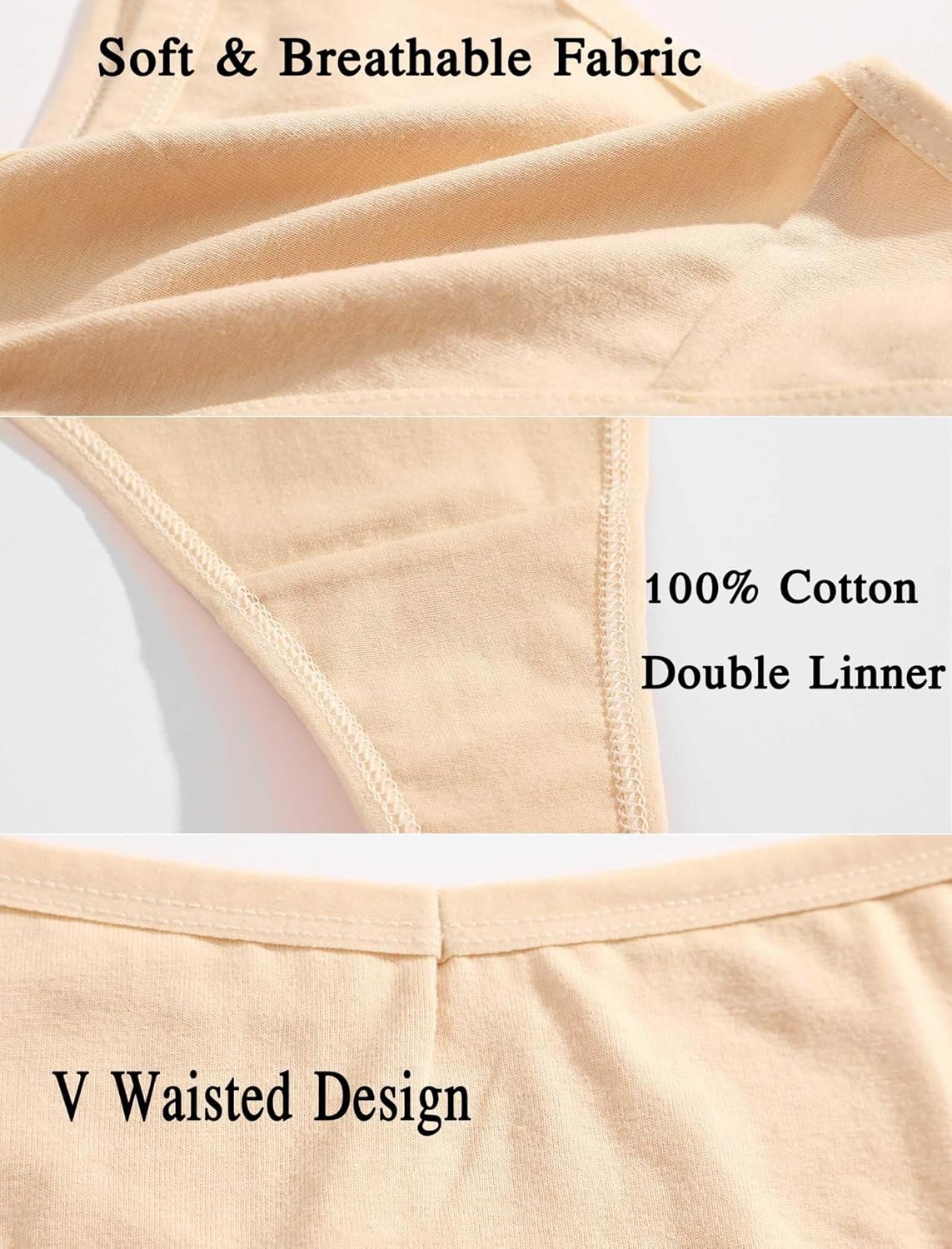 image:imageSth Big Cotton Underwear for Women Breathable Sexy Vwaisted Thongs Soft Stretchy Ladies Panties 9 PackColorb
