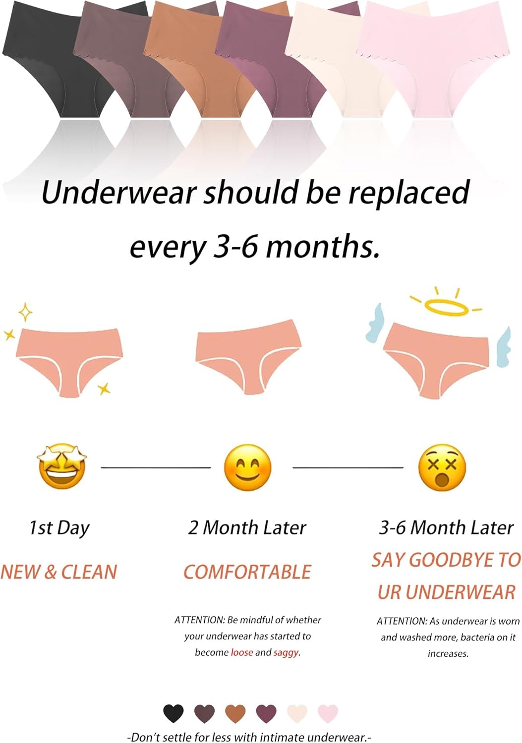 image:imageSth Big High Waisted Seamless Underwear for Women No Show Panties Cheeky Scalloped Edge Bikini Breathable Briefs 6 PackBlackapricotpurplemoca Greybrick Yellowpink