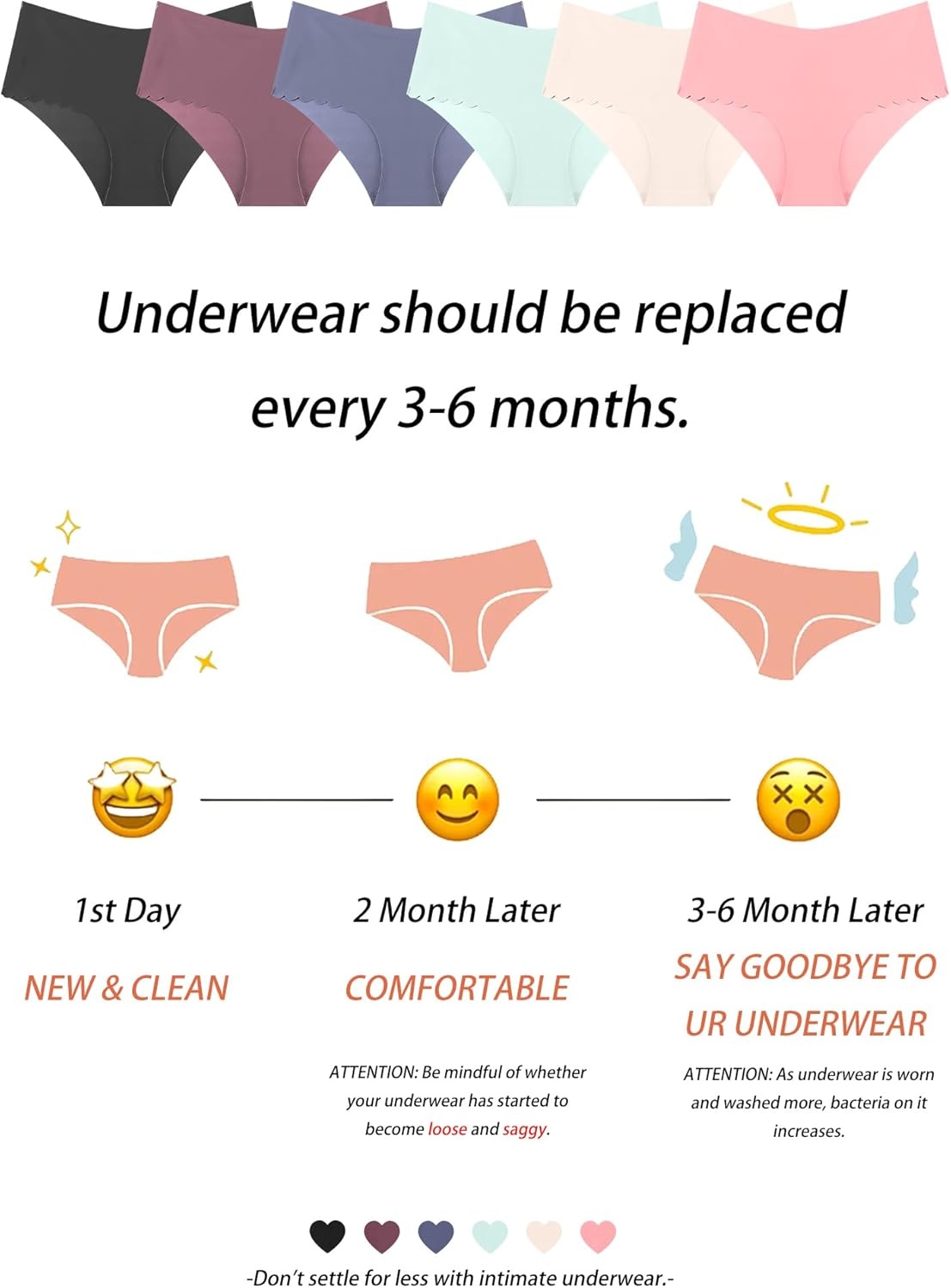image:imageSth Big High Waisted Seamless Underwear for Women No Show Panties Cheeky Scalloped Edge Bikini Breathable Briefs 6 PackBlackblueapricotcandlelight Peachpurplegreen