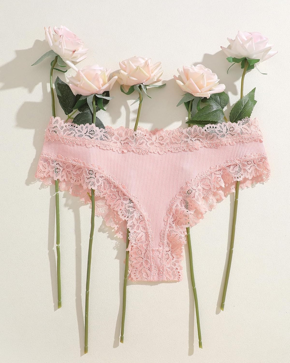 image:imageSth Big Womens Cotton Underwear Sexy Lace Brazilian Panties Soft Breathable Cotton Bikini for Ladies 6 PackColor C