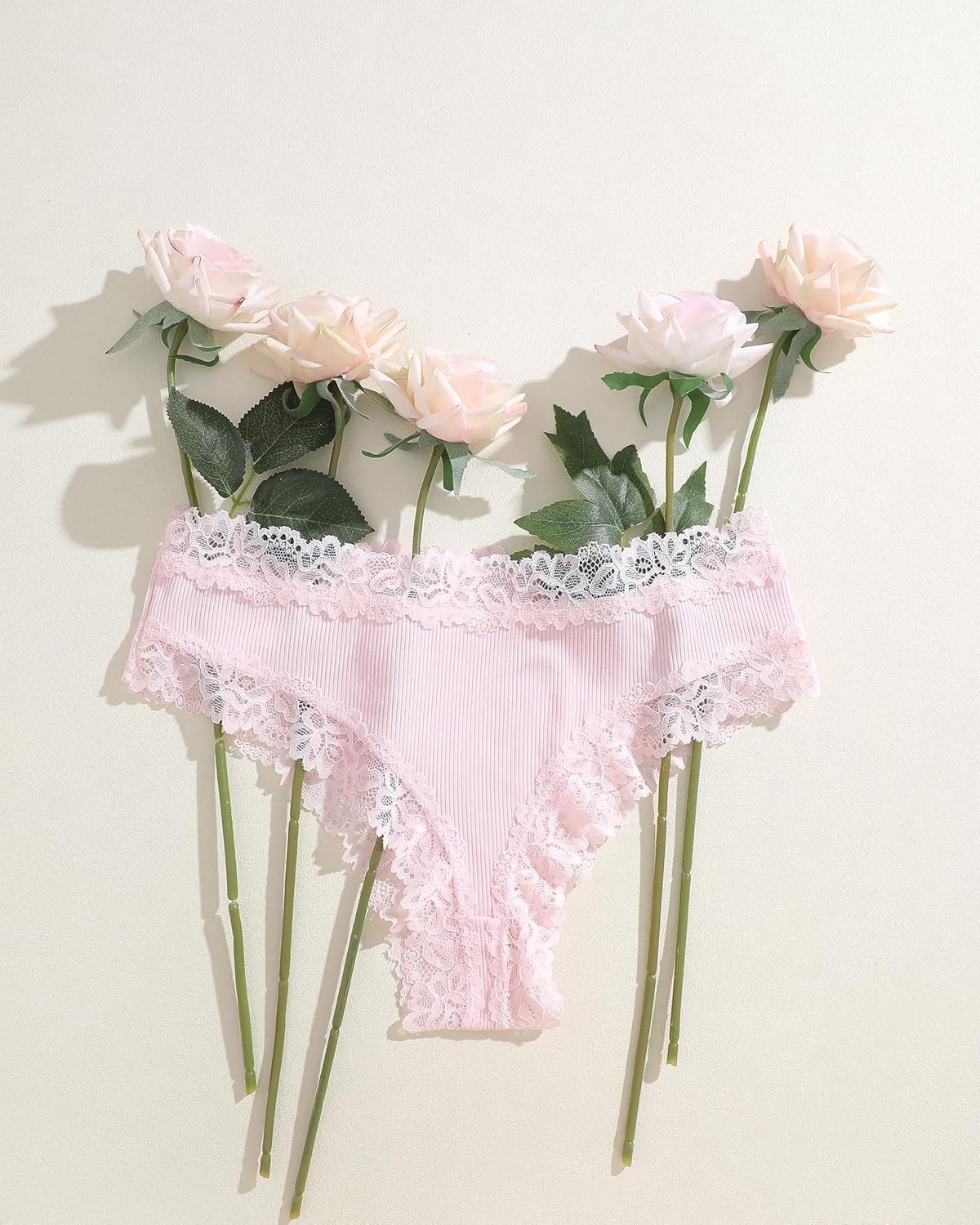 image:imageSth Big Womens Cotton Underwear Sexy Lace Brazilian Panties Soft Breathable Cotton Bikini for Ladies 6 PackColor E