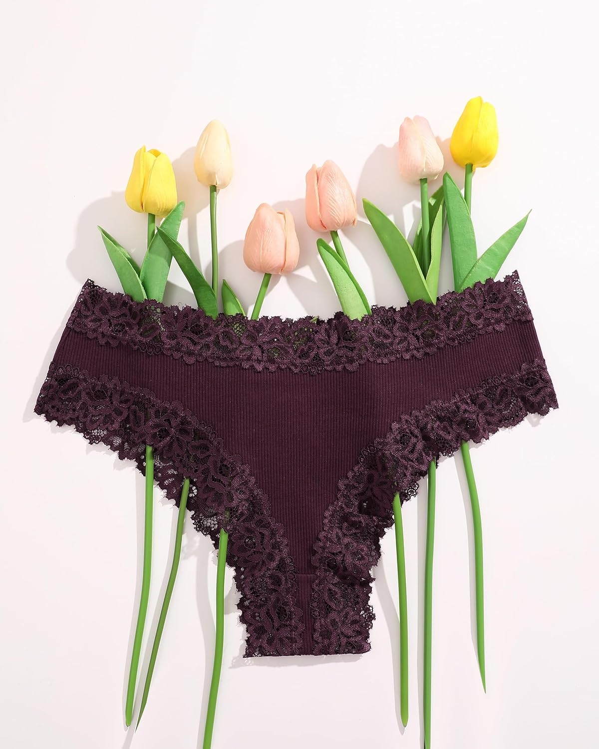 image:imageSth Big Womens Cotton Underwear Sexy Lace Brazilian Panties Soft Breathable Cotton Bikini for Ladies 6 PackColor I