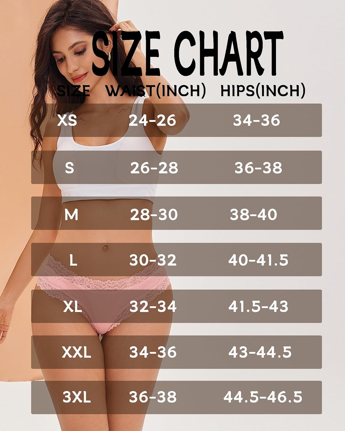 image:imageSth Big Womens Cotton Underwear Sexy Lace Brazilian Panties Soft Breathable Cotton Bikini for Ladies 6 PackColor I