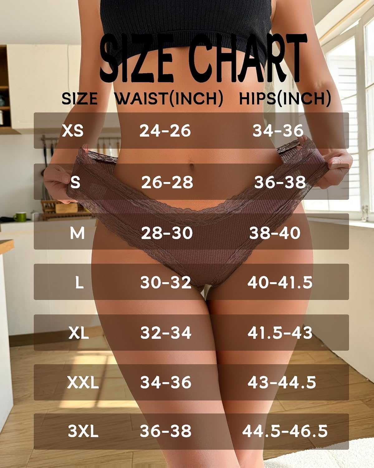 image:imageSth Big Womens Cotton Underwear Sexy Lace Brazilian Panties Soft Breathable Cotton Bikini for Ladies 6 PackColor J