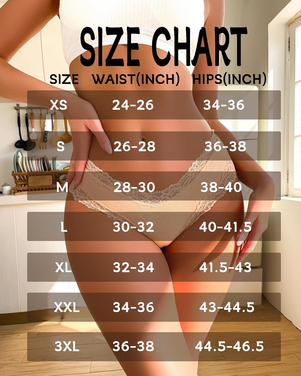 image:imageSth Big Womens Cotton Underwear Sexy Lace Brazilian Panties Soft Breathable Cotton Bikini for Ladies 6 PackColor a