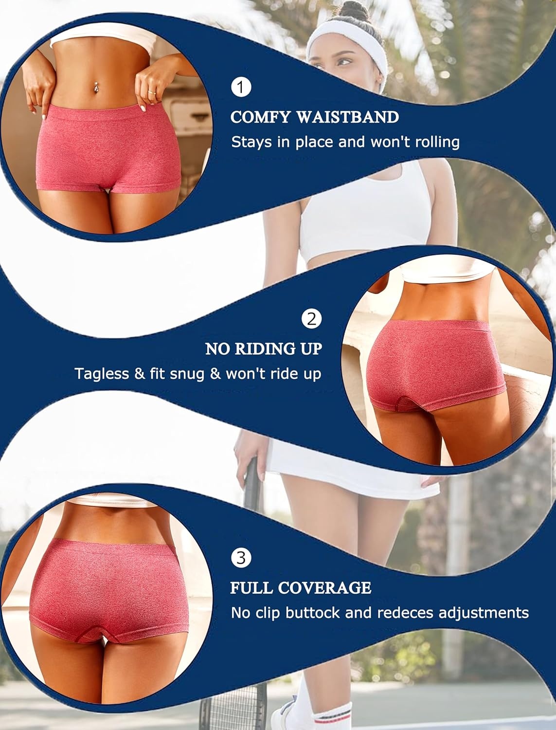 image:imageWomens Boyshorts Underwear Seamless Boxer Briefs Full Coverage Soft Stretch Boxer Shorts For Women 4 PackAmulticolor4 Pack