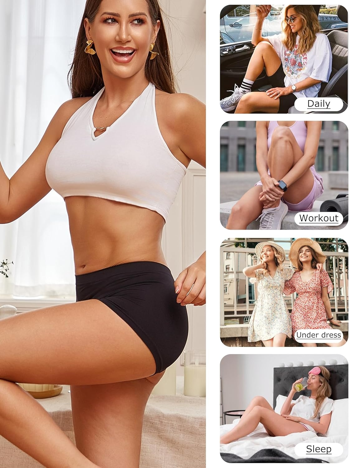 image:imageWomens Boyshorts Underwear Seamless Boxer Briefs Full Coverage Soft Stretch Boxer Shorts For Women 4 PackCmulticolor4 Pack