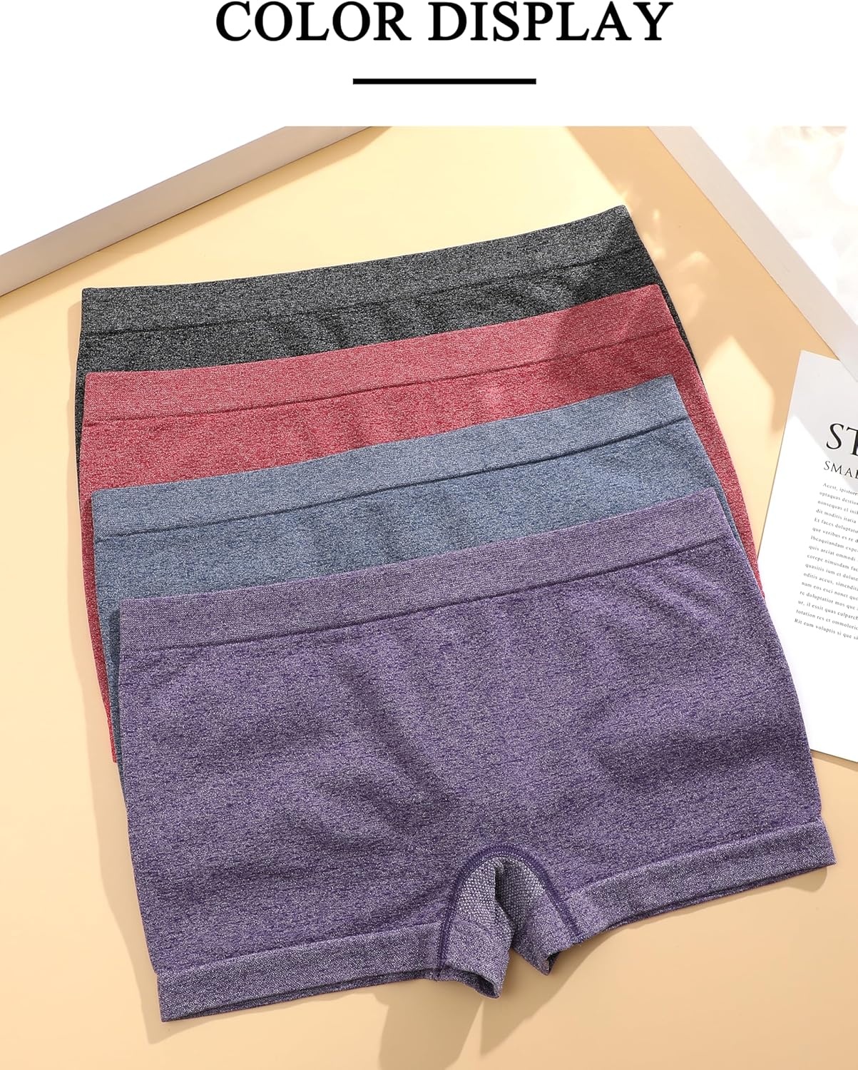 image:imageWomens Boyshorts Underwear Seamless Boxer Briefs Full Coverage Soft Stretch Boxer Shorts For Women 4 PackHmulticolor4 Pack