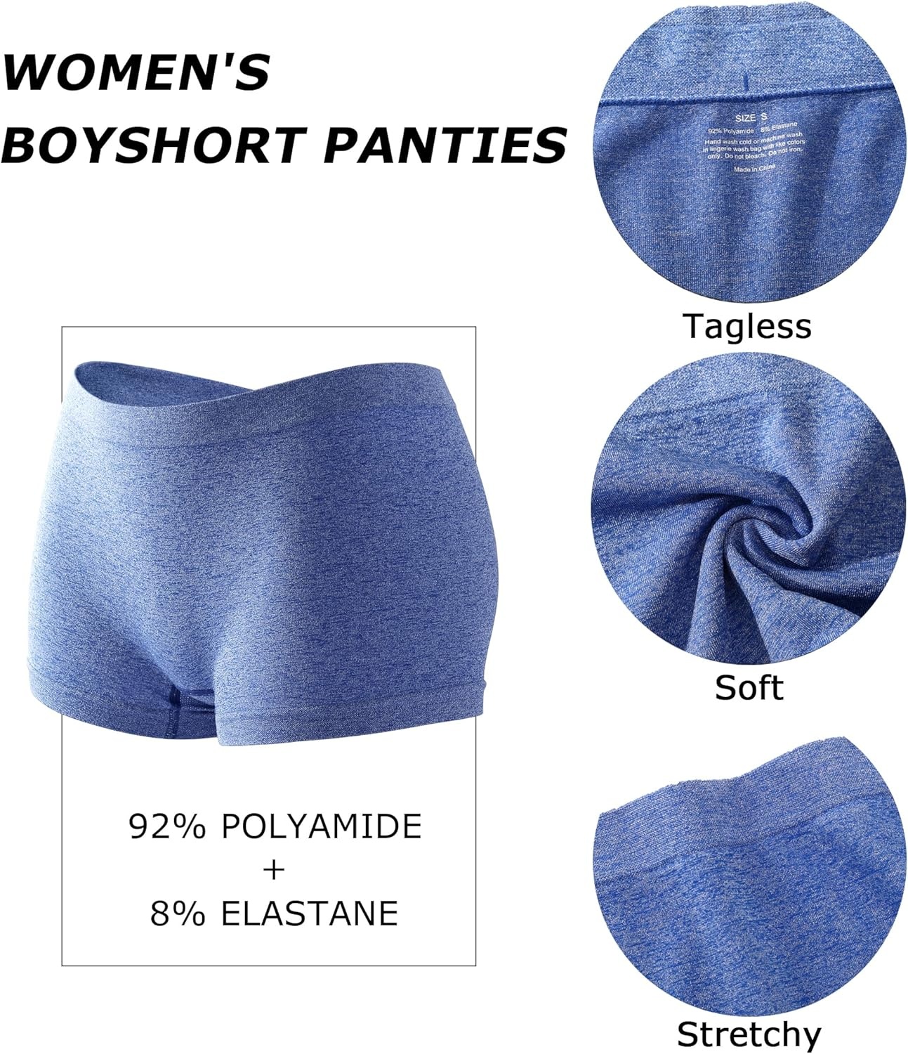 image:imageWomens Boyshorts Underwear Seamless Boxer Briefs Full Coverage Soft Stretch Boxer Shorts For Women 4 PackJmulticolor4 Pack