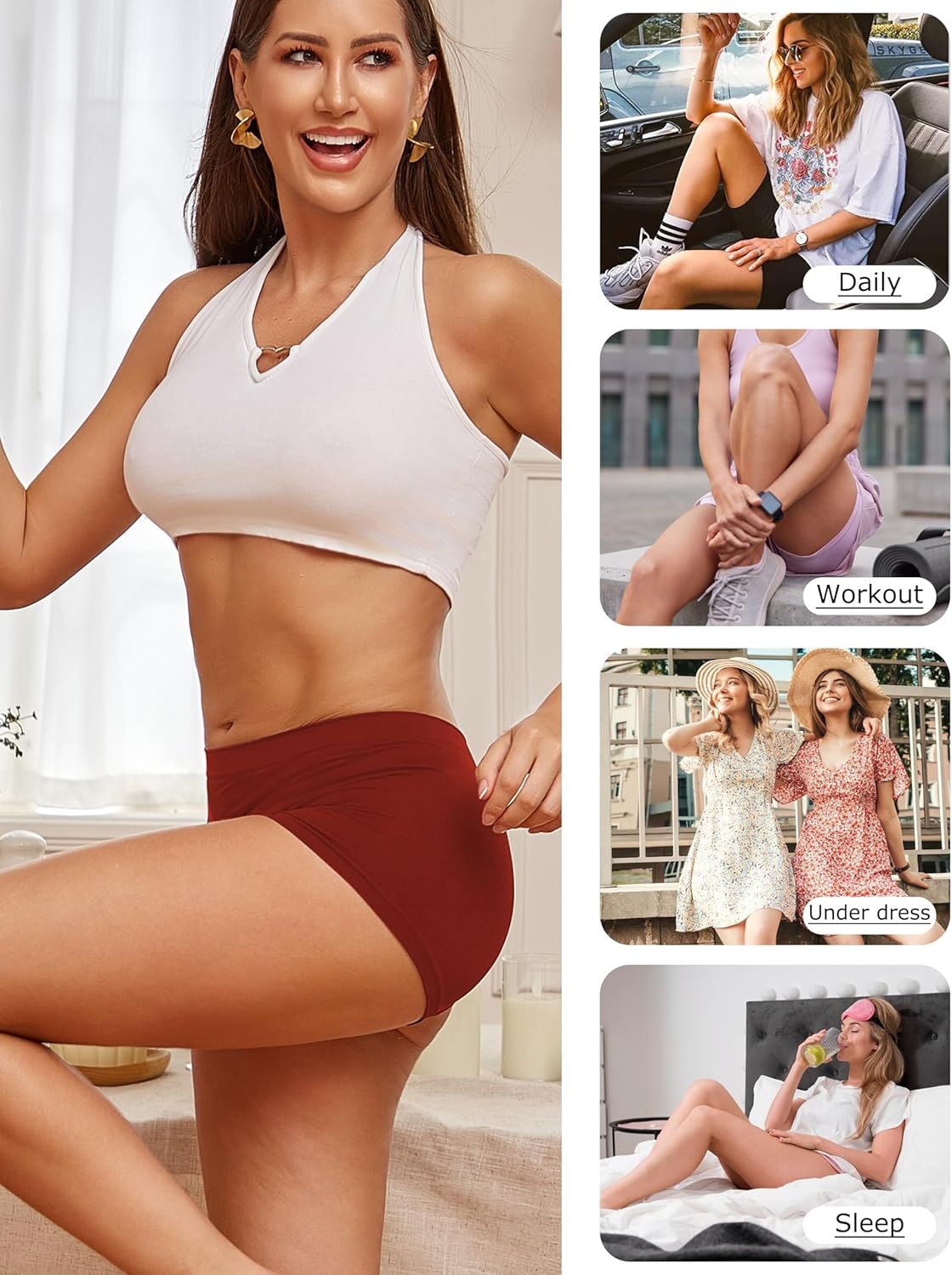 image:imageWomens Boyshorts Underwear Seamless Boxer Briefs Full Coverage Soft Stretch Boxer Shorts For Women 4 PackLmulticolor4 Pack