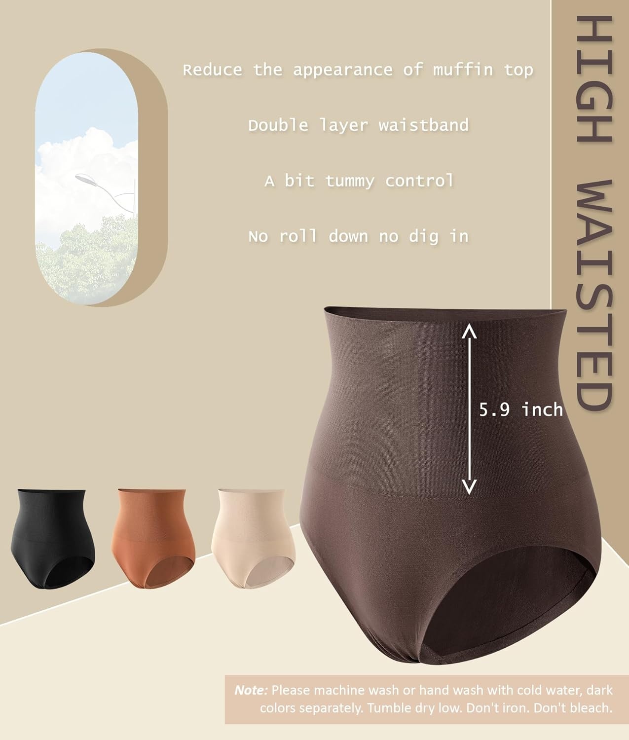 image:imageWomens High Waisted Tummy Control Underwear Panties Compression Slimming Seamless Briefs Shapewear 4 PackBlackmoca Greybeigebrown