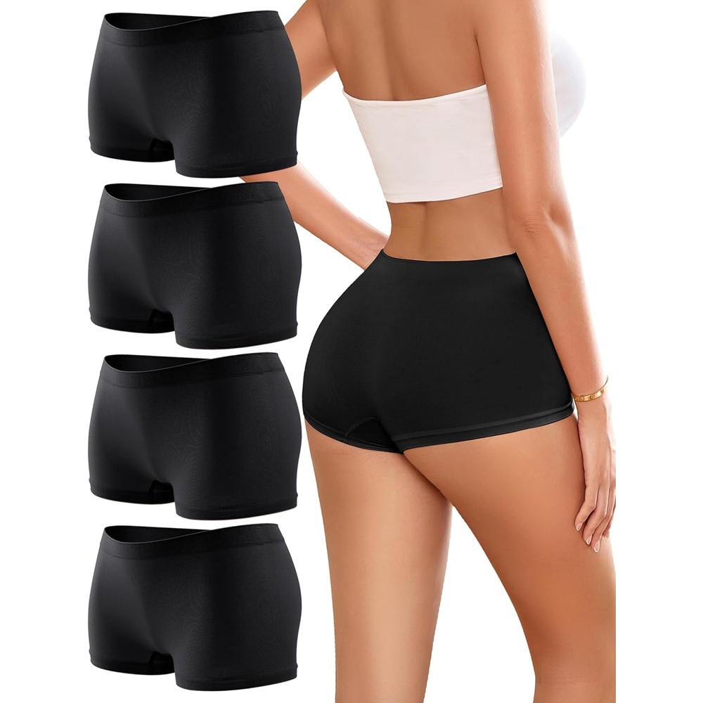 image:imageWomens Boyshorts Underwear Seamless Boxer Briefs Full Coverage Soft Stretch Boxer Shorts For Women 4 PackCmulticolor4 Pack