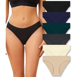 image:imageSeamless Underwear for Women Soft No Show Panties Sexy High Cut Invisible Hipster Silky Cheeky Ladies Bikini 6 PackColor B