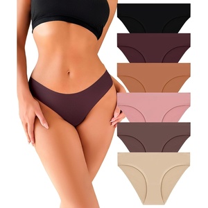 image:imageSeamless Underwear for Women Soft No Show Panties Sexy High Cut Invisible Hipster Silky Cheeky Ladies Bikini 6 PackColor E