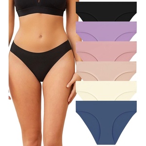 image:imageSeamless Underwear for Women Soft No Show Panties Sexy High Cut Invisible Hipster Silky Cheeky Ladies Bikini 6 PackColor a