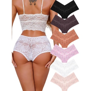 image:imageSexy Underwear for Women Petalsoft Lace Vwaisted Boy Shorts Cute Cheeky Ladies Panties Fashion Lightweight Lingerie 6 packA 6 Pack 6color