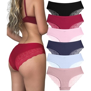 image:imageSth Big Cheeky Underwear for Women Lace No Show Bikini Soft Breathe Seamless Panties Ladies Sexy Hipster Set 6 PackBlackredpinkdark Bluesilver Graykhaki