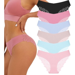 image:imageSth Big Cheeky Underwear for Women Lace No Show Bikini Soft Breathe Seamless Panties Ladies Sexy Hipster Set 6 PackColor C