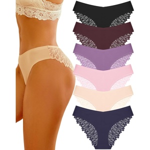 image:imageSth Big Cheeky Underwear for Women Lace No Show Bikini Soft Breathe Seamless Panties Ladies Sexy Hipster Set 6 PackMixcolor a 6pack