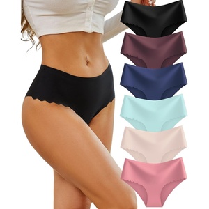 image:imageSth Big High Waisted Seamless Underwear for Women No Show Panties Cheeky Scalloped Edge Bikini Breathable Briefs 6 PackBlackblueapricotcandlelight Peachpurplegreen