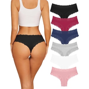 image:imageSth Big Womens Cotton Underwear Sexy Lace Brazilian Panties Soft Breathable Cotton Bikini for Ladies 6 PackColor F