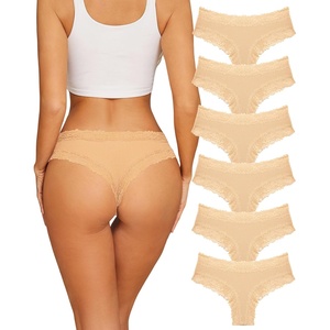 image:imageSth Big Womens Cotton Underwear Sexy Lace Brazilian Panties Soft Breathable Cotton Bikini for Ladies 6 PackColor G