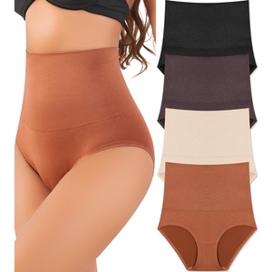 image:imageWomens High Waisted Tummy Control Underwear Panties Compression Slimming Seamless Briefs Shapewear 4 PackBlackmoca Greybeigebrown