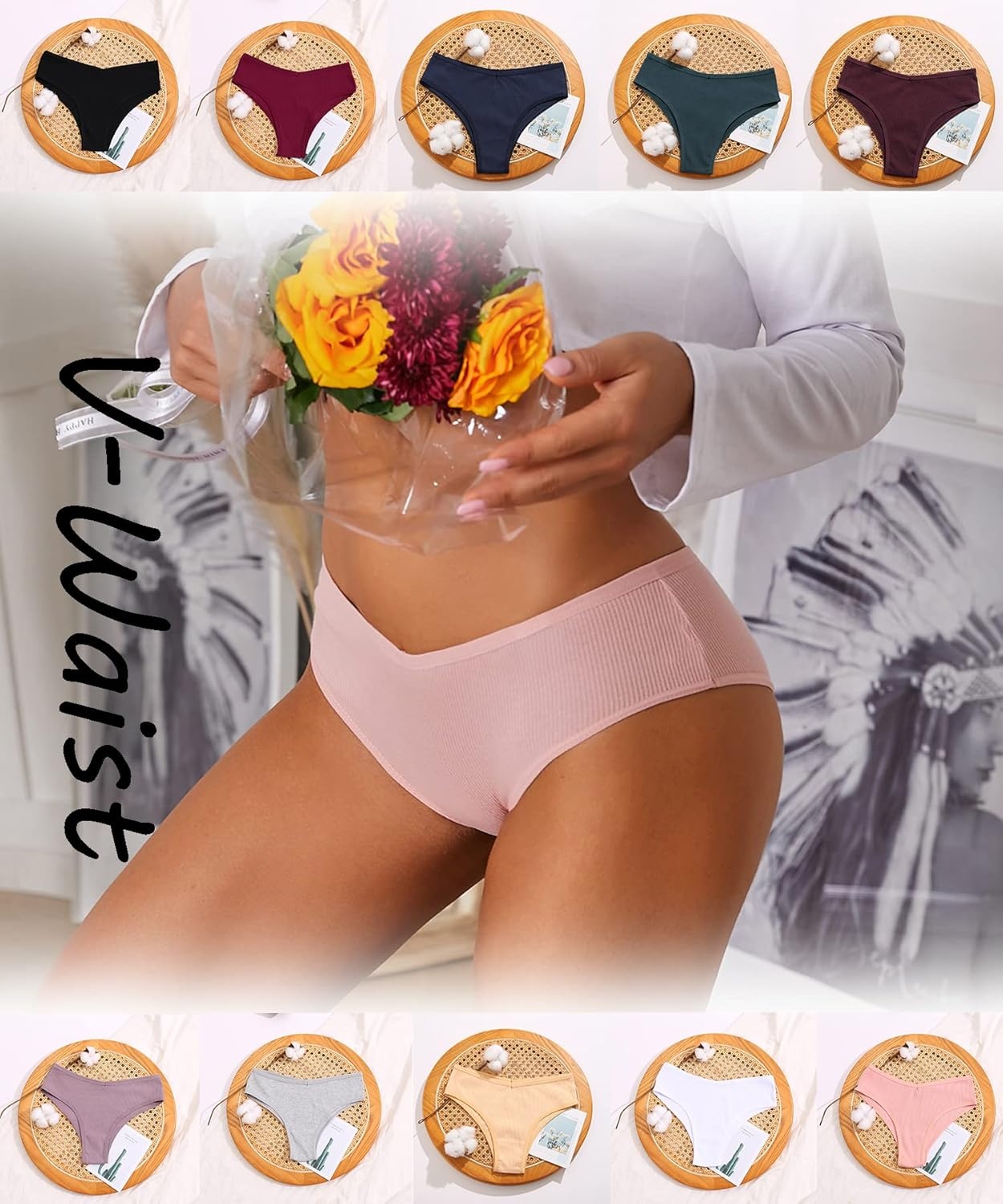 image:imageSth Big 10 Pack Womens Cotton Underwear Sexy Stretch VWaist Ladies Bikini Panties Low Rise Cotton Cheeky Hipster SXXL10a