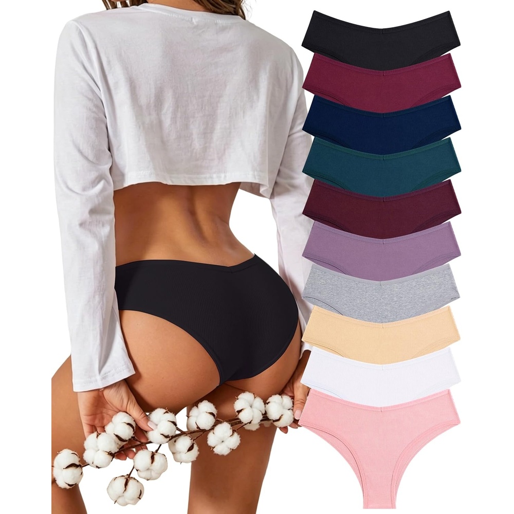 image:imageSth Big 10 Pack Womens Cotton Underwear Sexy Stretch VWaist Ladies Bikini Panties Low Rise Cotton Cheeky Hipster SXXL10a