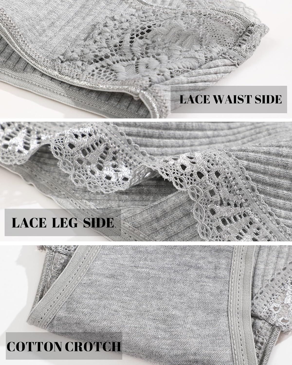 image:imageSth Big 9 Pack Womens Cotton Cheeky Bikini Panties Low Rise Soft Stretch Sexy Lace Hipster Underwear SXL
