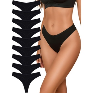 image:imageSth Big Cotton Underwear for Women Breathable Sexy Vwaisted Thongs Soft Stretchy Ladies Panties 9 PackColorc