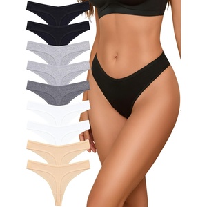 image:imageSth Big Cotton Underwear for Women Breathable Sexy Vwaisted Thongs Soft Stretchy Ladies Panties 9 PackColorg