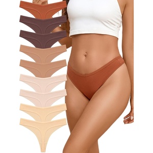 image:imageSth Big Cotton Underwear for Women Breathable Sexy Vwaisted Thongs Soft Stretchy Ladies Panties 9 PackColori